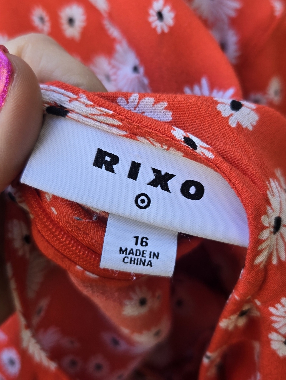 Rixo For Target Orange Floral V-Neck Puff Sleeve Dress - Picture 7 of 8